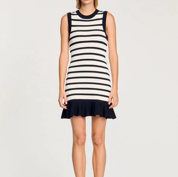 Sandro Striped Knit Shirt Dress - Picture 1 of 14